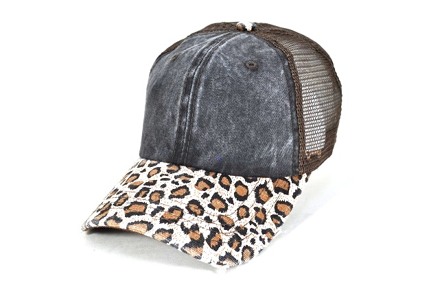 023-LEOPARD TRUCKER CAP BLK/BROWN